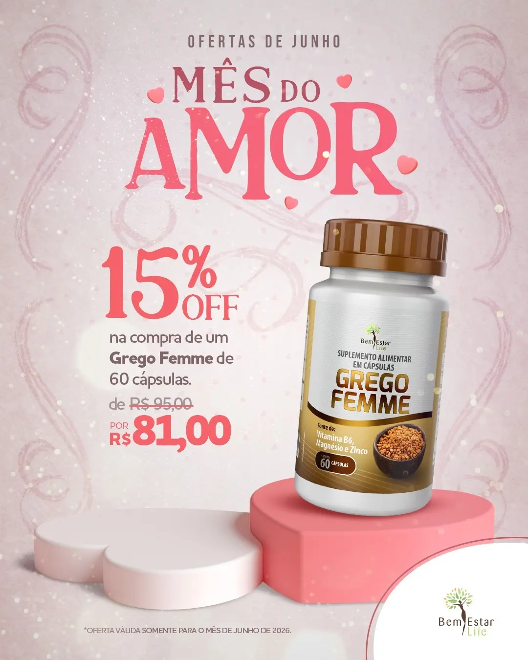 15% DE DESCONTO NA COMPRA DO GREGO FEMME