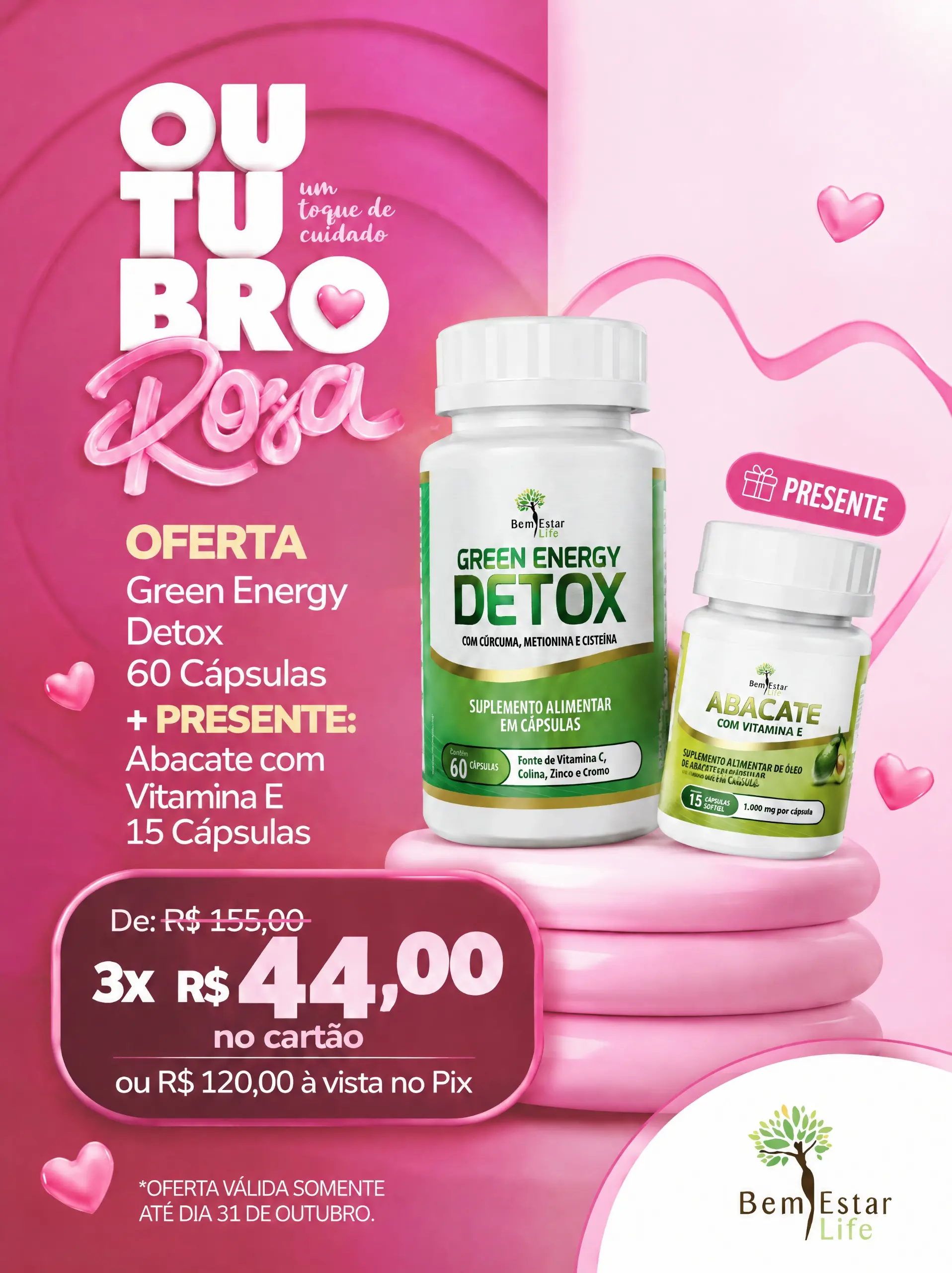 GREEN ENERGY DETOX - 60 CAPSULAS PRESENTE ABACATE COM VITAMINA E - 15 CAPS.