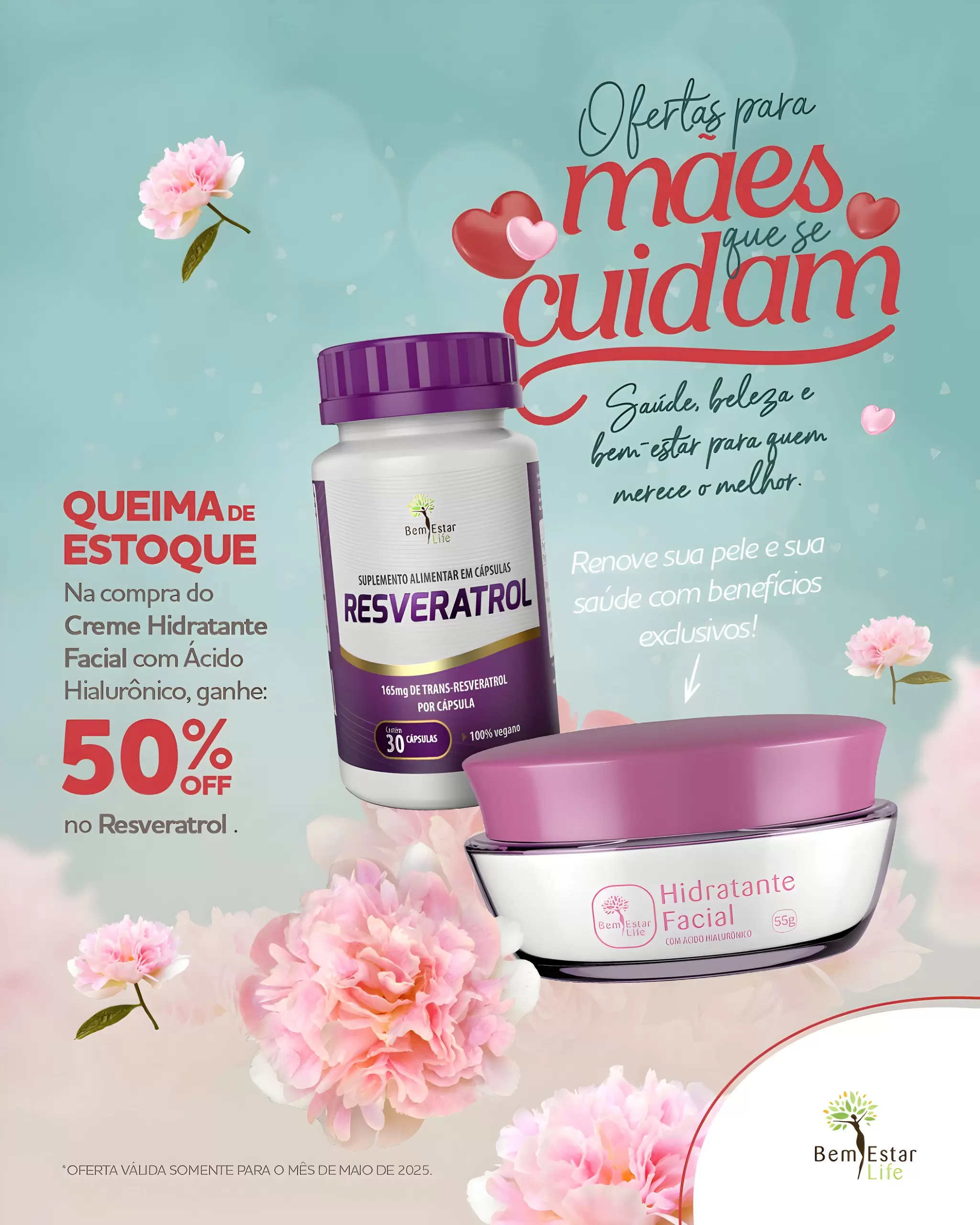 COMPRA DE CREME HIDRATANTE FACIAL COM  ACIDO HIALURONICO - 60GR. (QUEIMA LOTE) 50% DSCTO RESVERATROL - 30 CAPS.