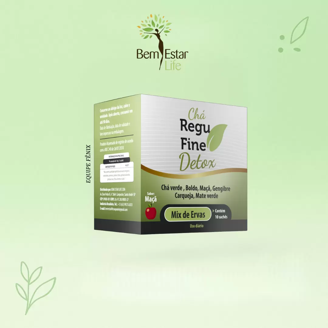 CHÁ REGU FINE - 10 SACHET DETOX SABOR MAÇA