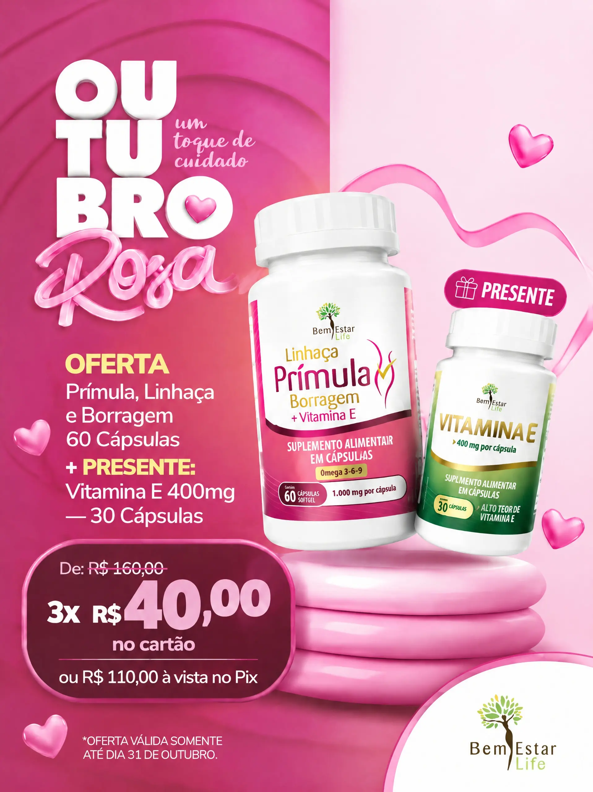 PRIMULA, LINHAÇA E BORRAGEM - 60 CAPSULAS  PRESENTE VITAMINA E - 400MG - 30 CAPSULAS
