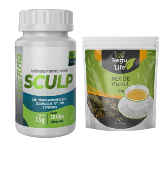 SCULP THERMO 30 CAPSULAS + CHÁ REGU LIFE 120G