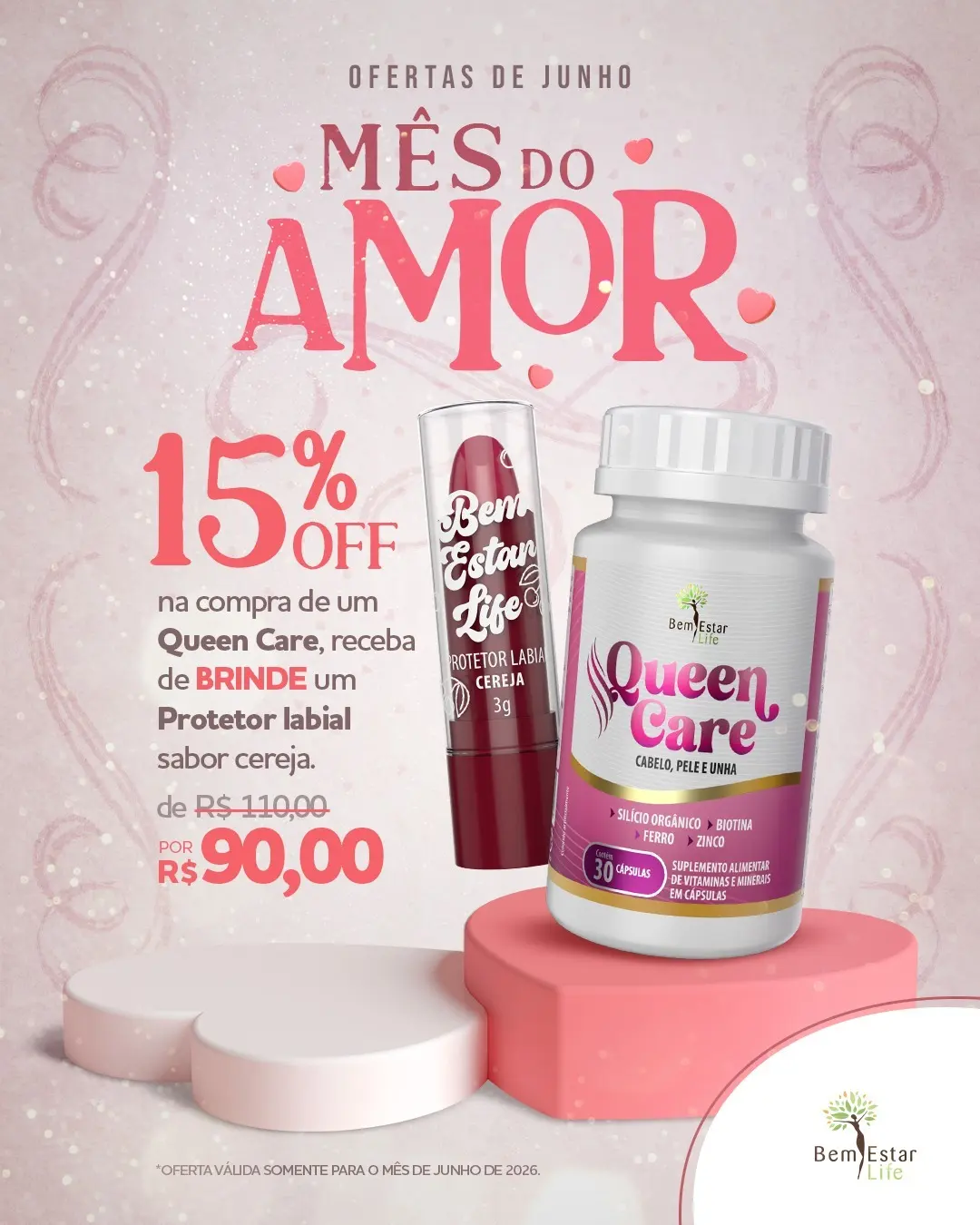 NA COMPRA DE QUEEN CARE  BRINDE: PROTETOR LABIAL SABOR CEREJA