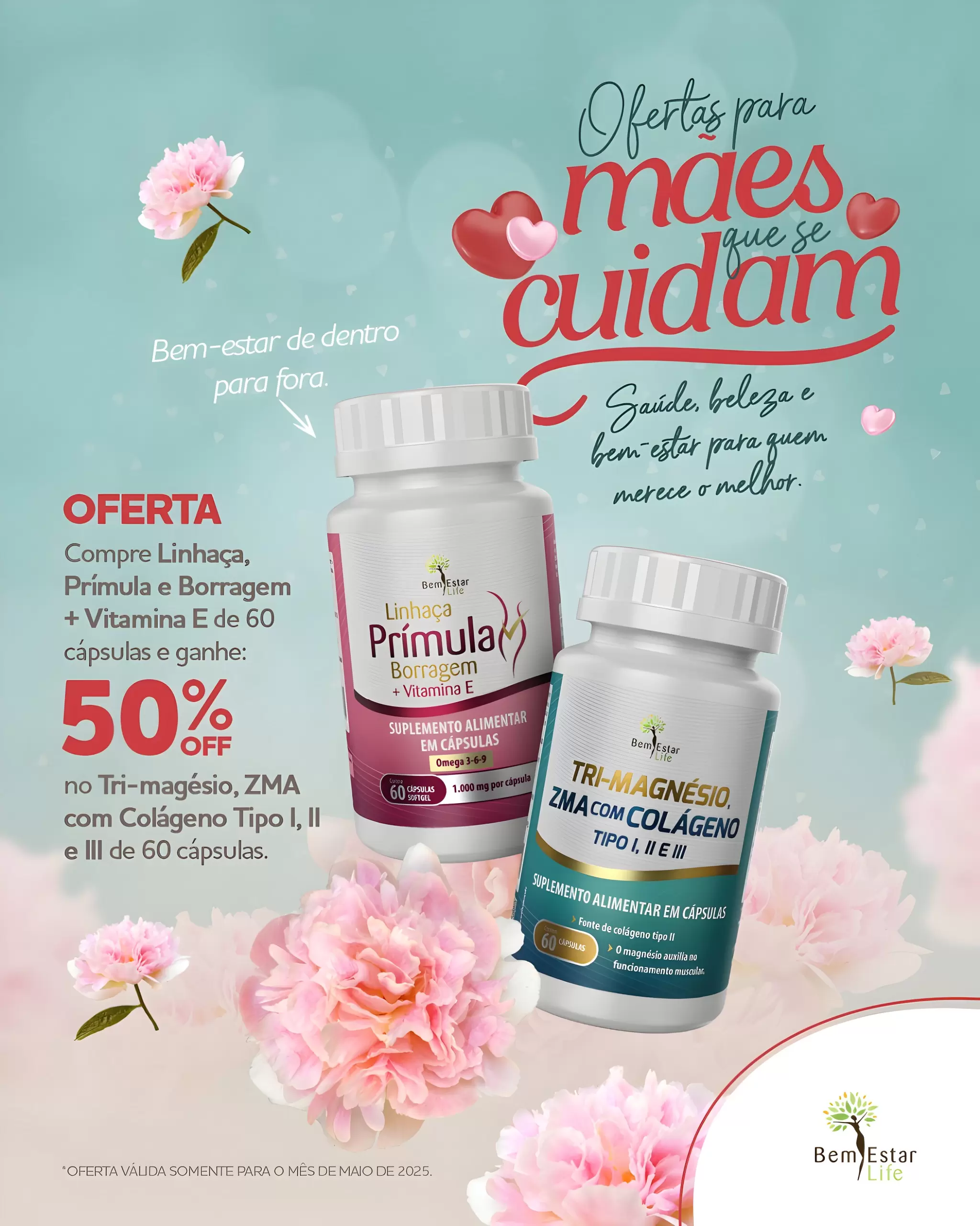 COMPRA DE PRIMULA, BORRAGEM, 60 CAPS. 50% DSCTO TRI-MAGNESIO COM COLAGENO  1.2 e 3